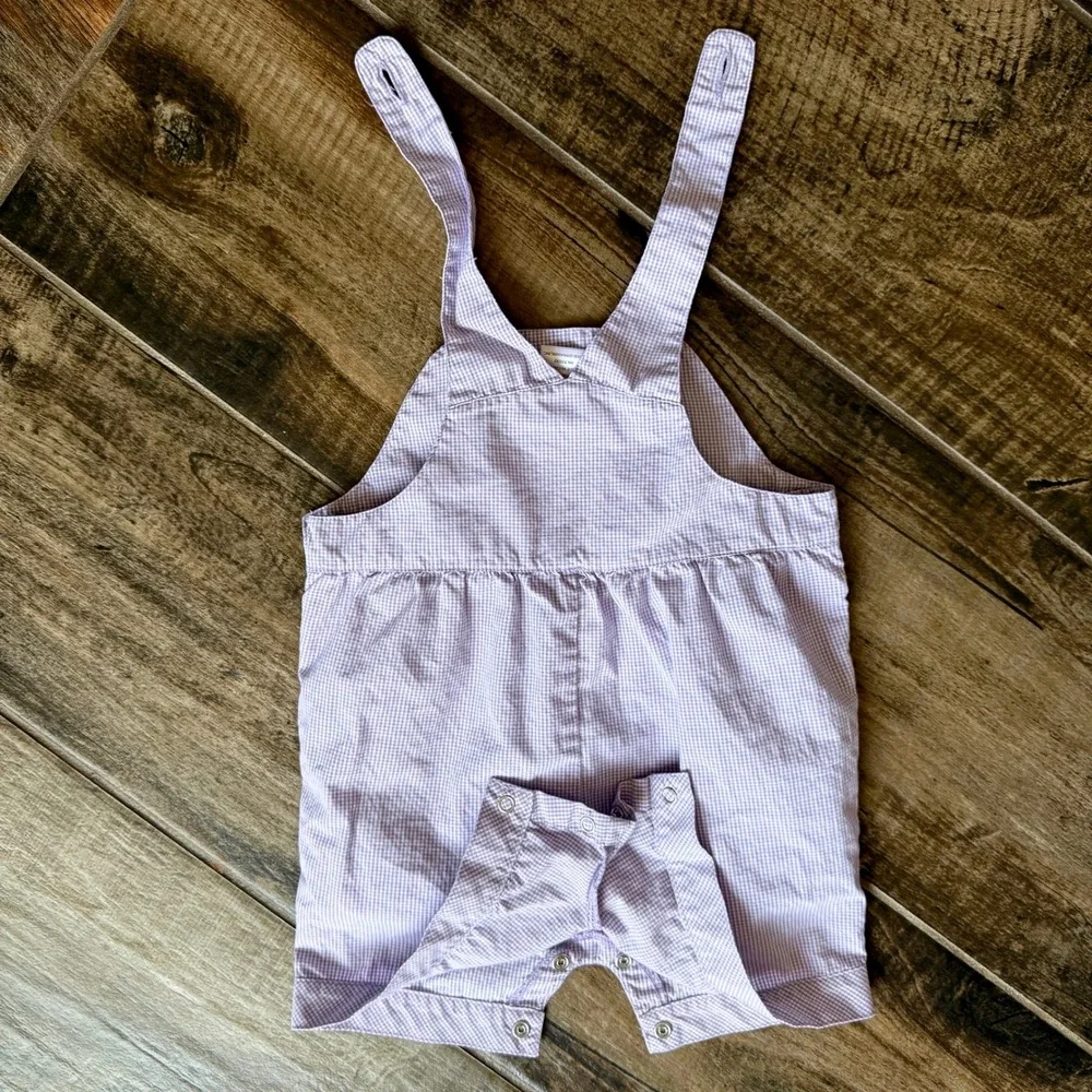 Gymboree Baby Girl 2006 Dragonfly Gingham Ruffle Overalls 2pc Set, Purple, 6-12M - Picture 6 of 13